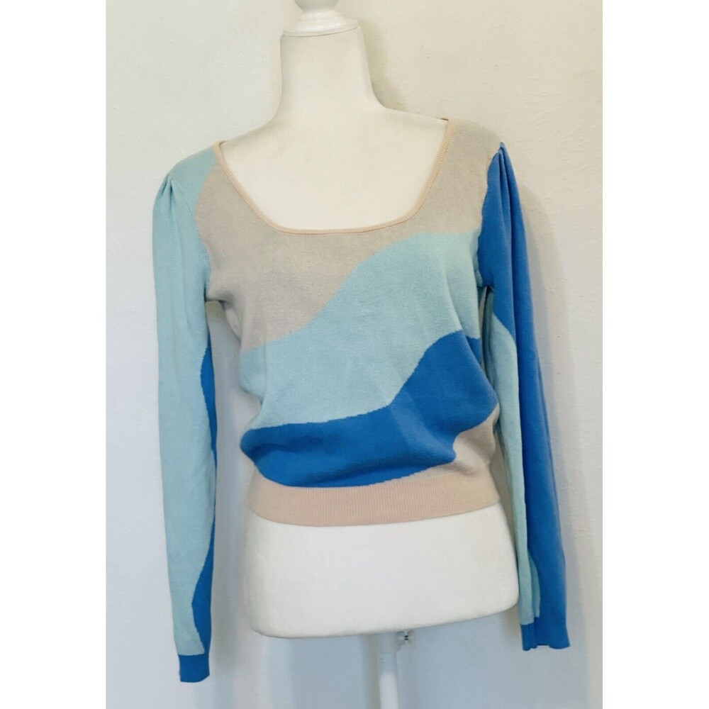 Pre-Loved Anthropologie FRNCH Paris Size M Watercolor Cropped Sweater